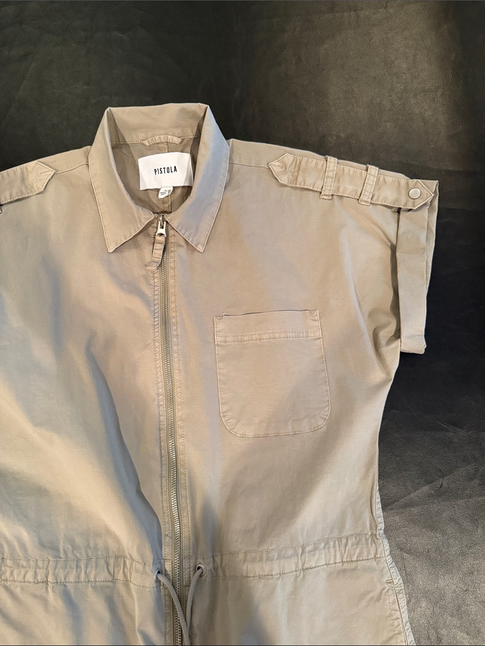 PISTOLA Zip front Short-Sleeve Romper (Small)